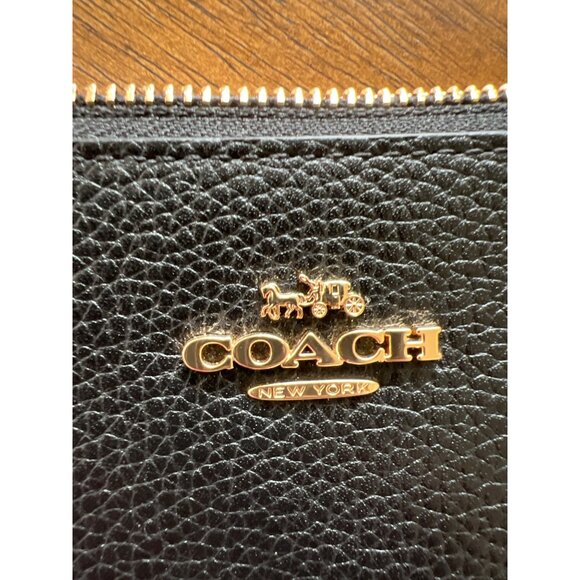 NWT Coach small black wristlet pebbled leather NEW - Picture 2 of 6